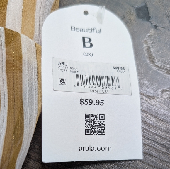 NWT ARULA Pink and Tan Striped Crop Top‎ Size 2X - Picture 5 of 7